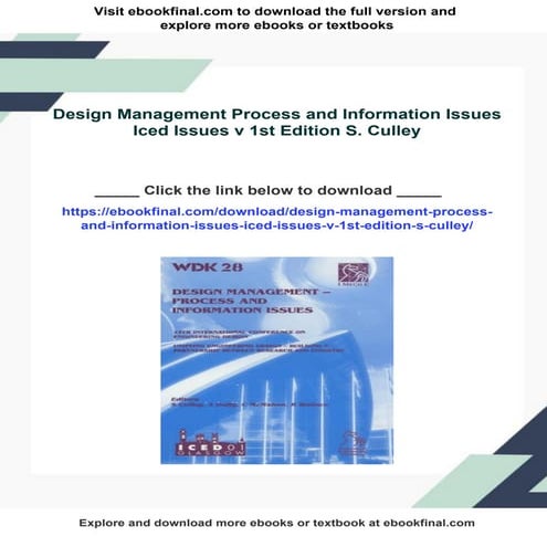 Design Management Process and Information Issues Iced Issues v 1st Edition S....