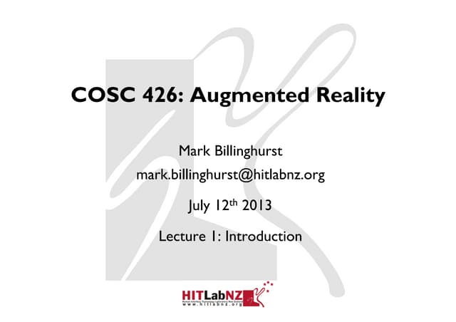 2013 426 Lecture 1: Introduction to Augmented Reality