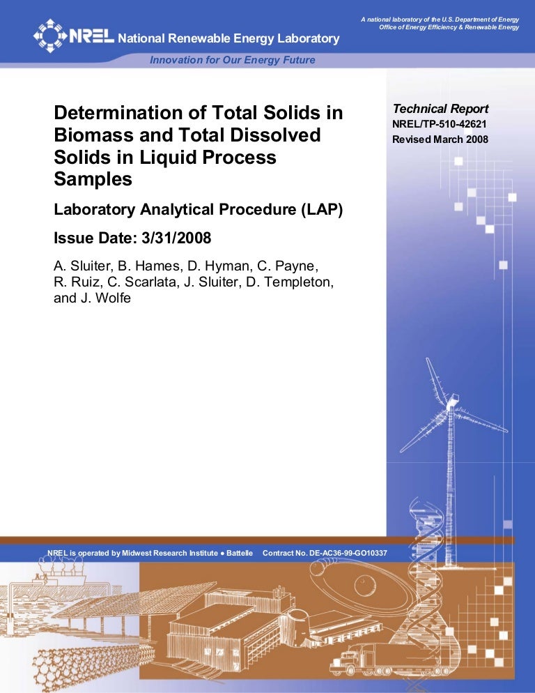Determination of Total Solids in Biomass and Total Dissolved Solids i…