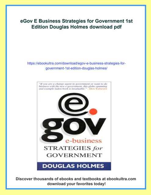 eGov E Business Strategies for Government 1st Edition Douglas Holmes