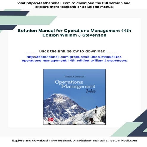 Solution Manual for Operations Management 14th Edition William J Stevenson