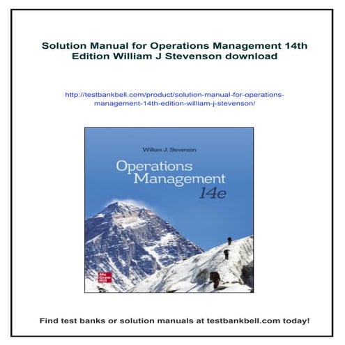 Solution Manual for Operations Management 14th Edition William J Stevenson
