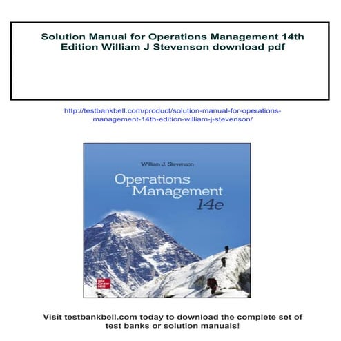 Solution Manual for Operations Management 14th Edition William J Stevenson