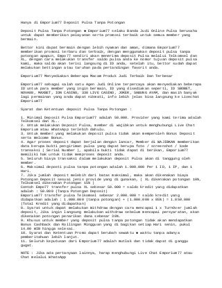 Emporium77 Deposit Pulsa Tanpa Potongan