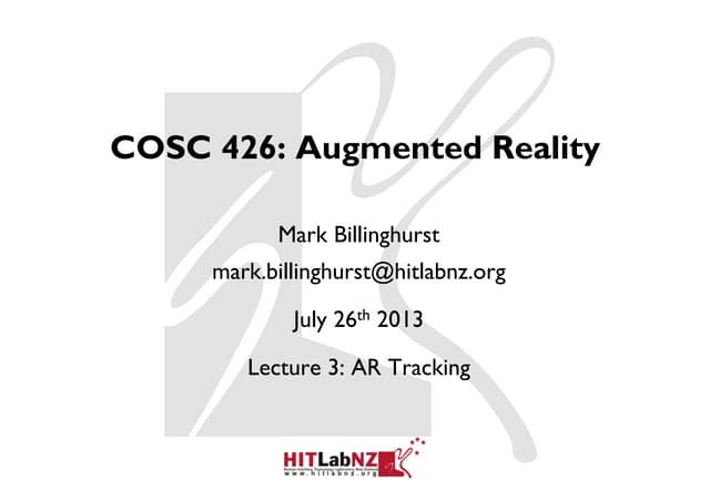 2013 Lecture3: AR Tracking 