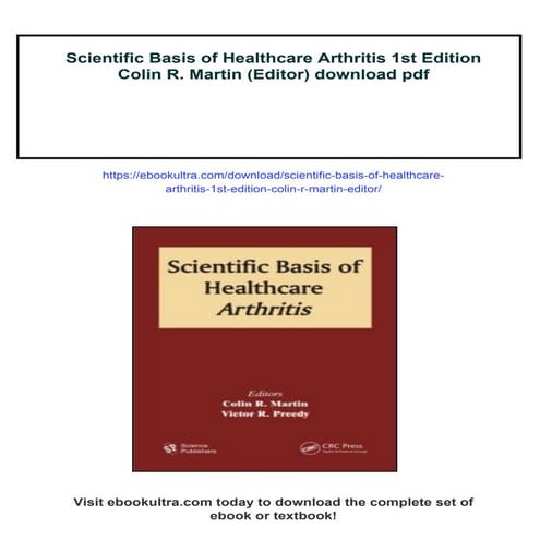 Scientific Basis of Healthcare Arthritis 1st Edition Colin R. Martin ...