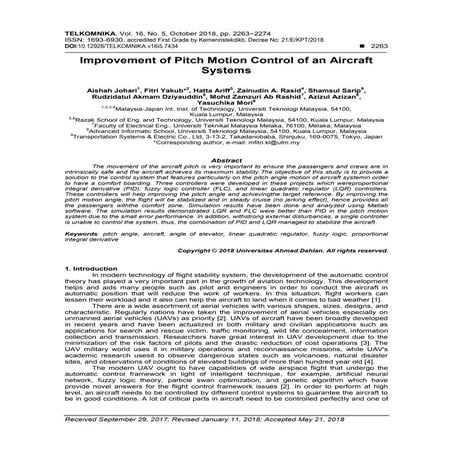 Improvement of Pitch Motion Control of an Aircraft Systems