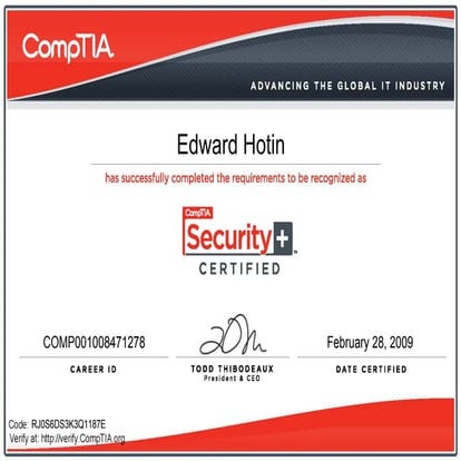 CompTIA Security+ certificate
