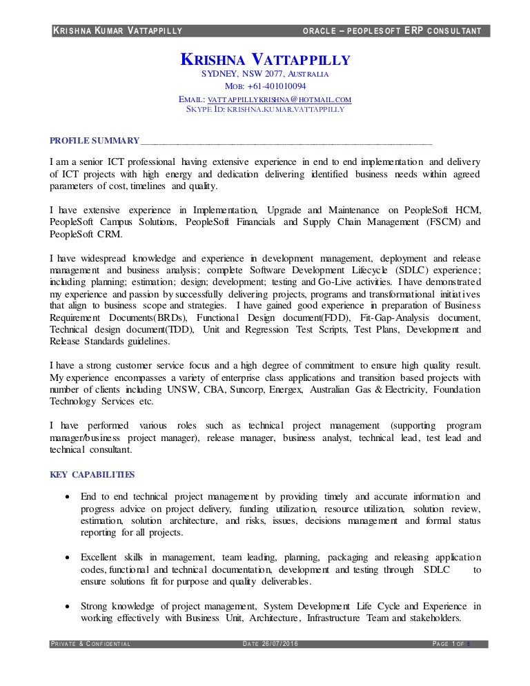 resume of krishnakumar vattappilly peoplesoft consultant