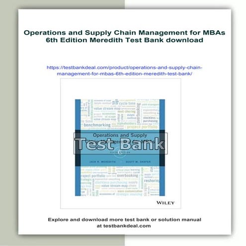 Operations and Supply Chain Management for MBAs 6th Edition Meredith ...