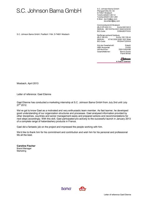 Letter Of Reference Gael Etienne