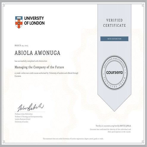 University of London MOOC CERT