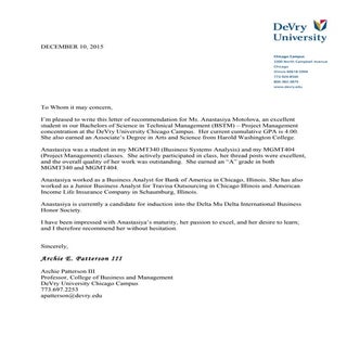 Anastasiya Motolova Recommendation