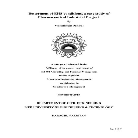 Final Report- Betterment of EHS Conditions- Daniyal