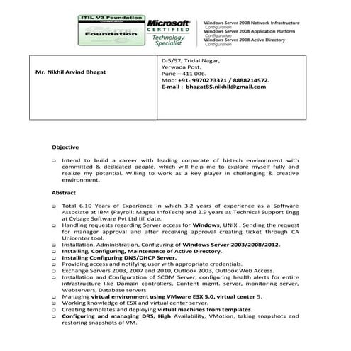 Bhagat Nikhil Arvind Resume