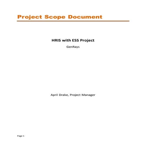 GenRays Project Scope Document
