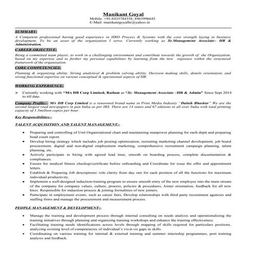 Resume HR Manikant)