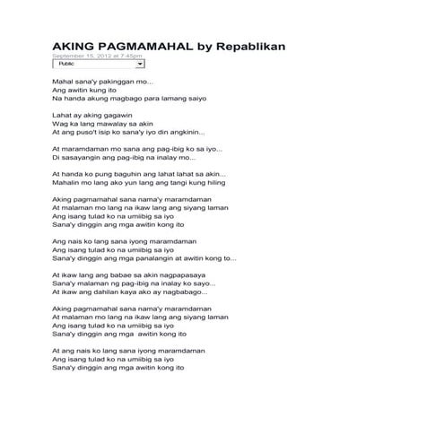 AKING PAGMAMAHAL by Repablikan