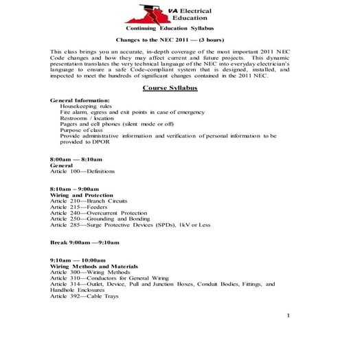 Continuing Education Syllabus | PDF