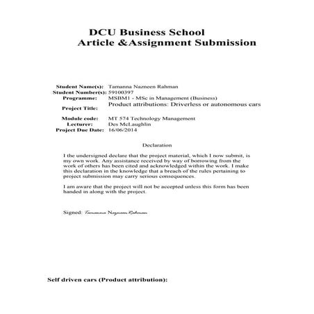 Autonomus cars Article