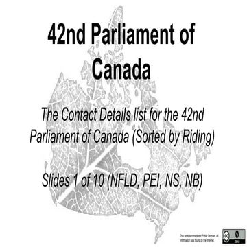 42nd Parliament of Canada contact details slides 1 of 10 (nfld, pei, ns, nb)