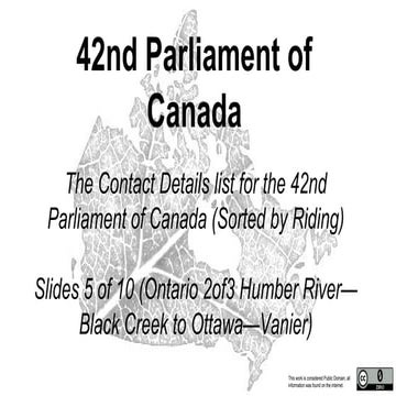 42nd parliament of canada contact details slides 5 of 10 (ontario 2of3 hu to ottawa—vanier)