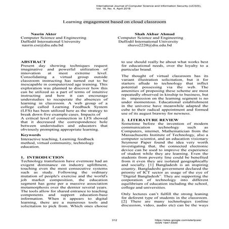 Learning Engagement Based on Cloud Classroom