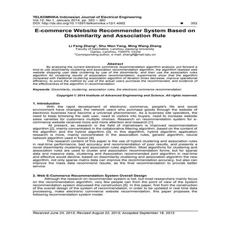 E-commerce Website Recommender System Based on Dissimilarity and Association ...