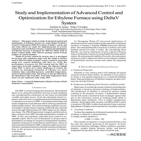 Study and Implementation of Advanced Control and Optimization for Ethylene Fu...