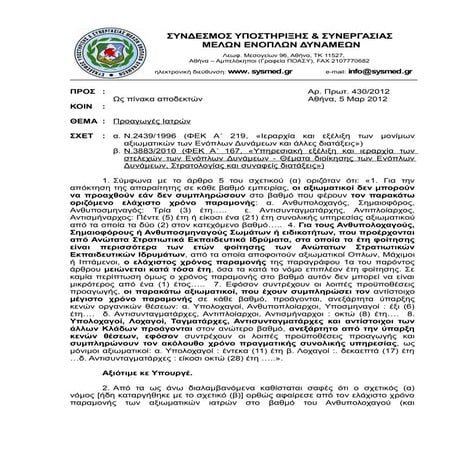 430 2012 προαγωγές στρατιωτικών γιατρών