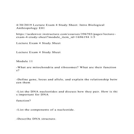 4302019 Lecture Exam 4 Study Sheet Intro Biological Anthrop.docx