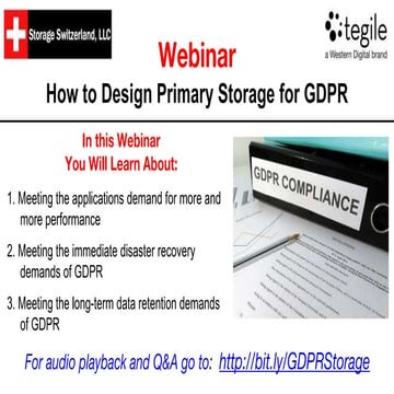 Webinar: How to Design Primary Storage for GDPR