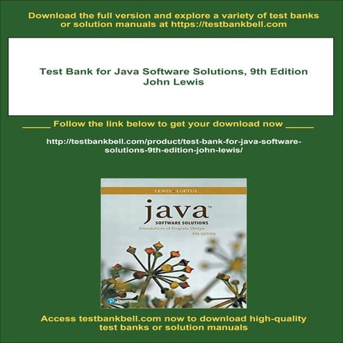 Test Bank for Java Software Solutions, 9th Edition John Lewis | PDF