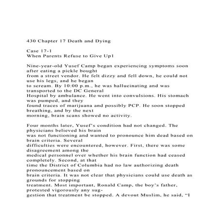 430 Chapter 17 Death and DyingCase 17-1When Parents Refu.docx