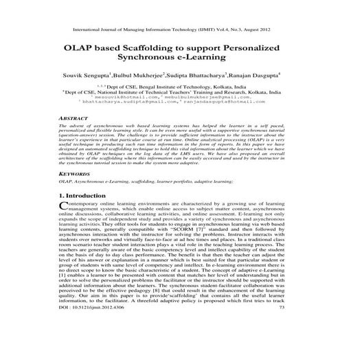  OLAP based Scaffolding to support Personalized Synchronous e-Learning 