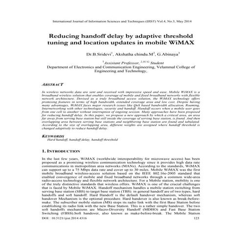 Reducing handoff delay by adaptive threshold tuning and location updates in m...