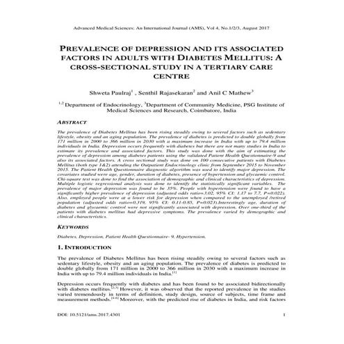 PREVALENCE OF DEPRESSION AND ITS ASSOCIATED FACTORS IN ADULTS WITH ...