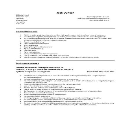 Jack Duncan CV