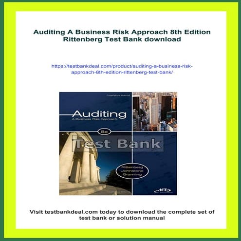 Auditing A Business Risk Approach 8th Edition Rittenberg Test Bank | PDF