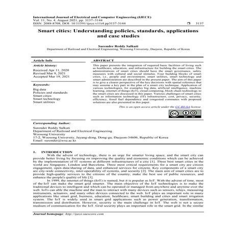 Smart cities: Understanding policies, standards, applications and case studies 