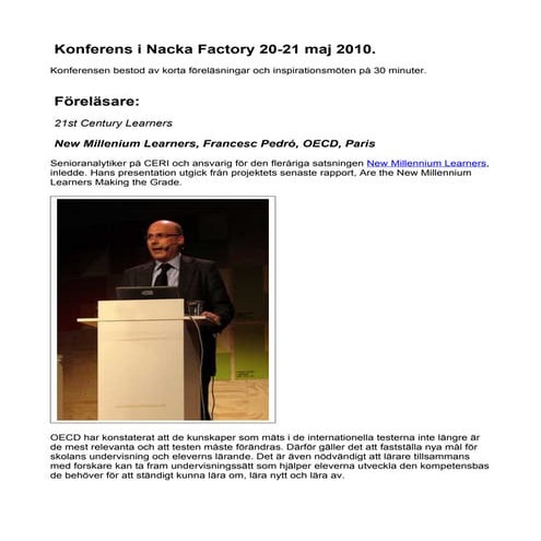 Konferens i Nacka Factory 20-21 maj 2...