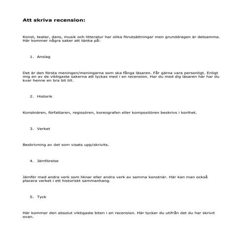 Att skriva recension: