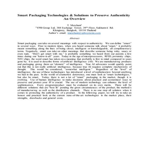 Smart Packaging Technologies Final Verision | DOCX