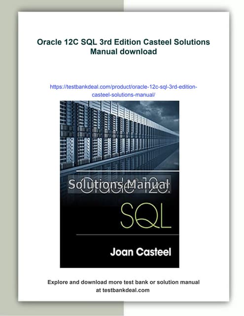 Oracle 12C SQL 3rd Edition Casteel Solutions Manual | PDF