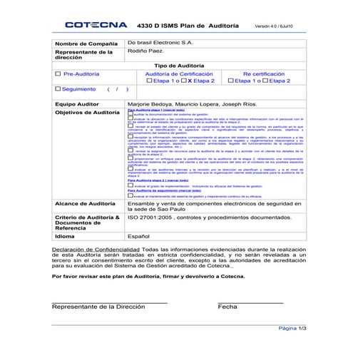 4330 d plan de auditoria isms