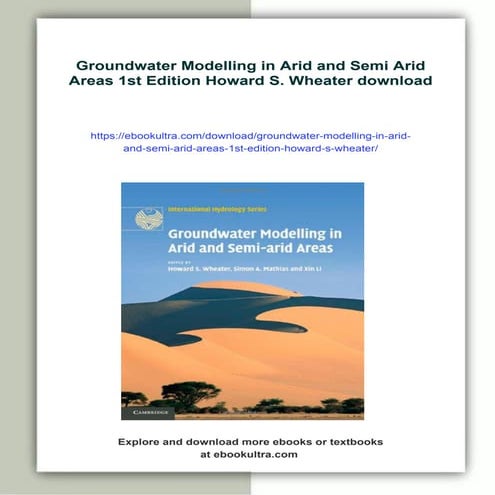 Groundwater Modelling in Arid and Semi Arid Areas 1st Edition Howard S ...