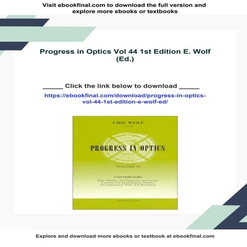 Progress in Optics Vol 44 1st Edition E. Wolf (Ed.)