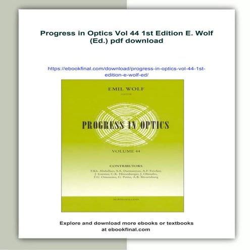 Progress in Optics Vol 44 1st Edition E. Wolf (Ed.)