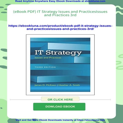 (eBook PDF) IT Strategy Issues and PracticesIssues and Practices 3rd