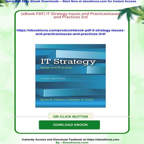 (eBook PDF) IT Strategy Issues and PracticesIssues and Practices 3rd